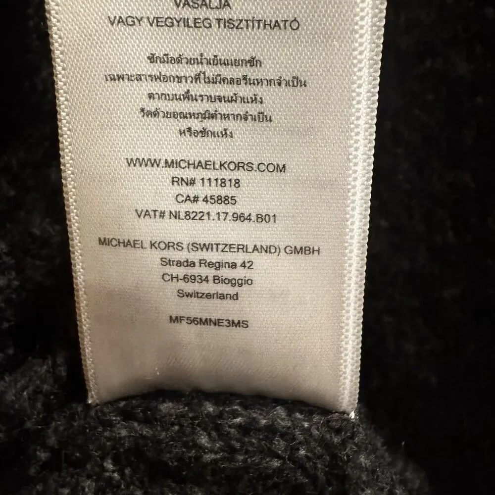 Michael Kors Wool Blend Dark Gray Cowl Neck Sweater Elliptical Hem Medium